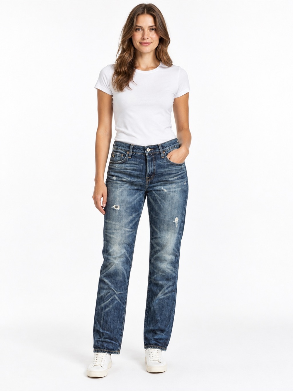 Polo Ralph Lauren Astor Slim Boyfriend Jeans Womens 28 Distressed Blue Denim b
